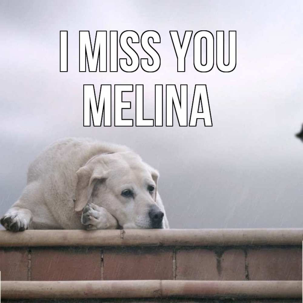 Greetings card с именем, Melina I miss you ждет Greetings with text for free download 