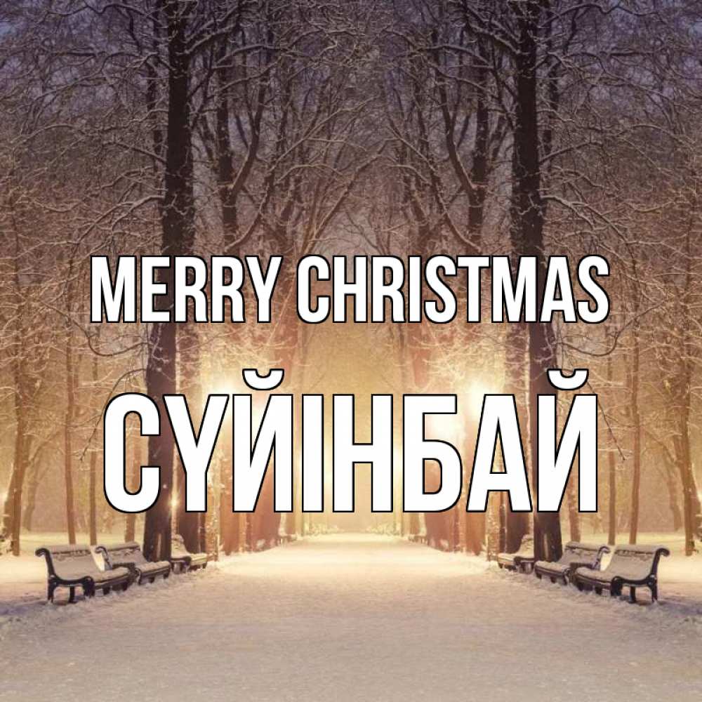Greetings card с именем, СҮЙІНБАЙ Merry Christmas зима, парк, фонарь, лес Greetings with text for free download 