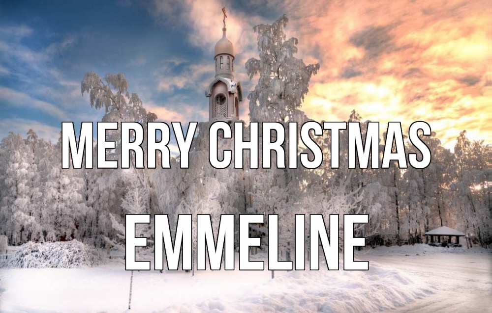 Greetings card с именем, Emmeline Merry Christmas лес, зима 2 Greetings with text for free download 