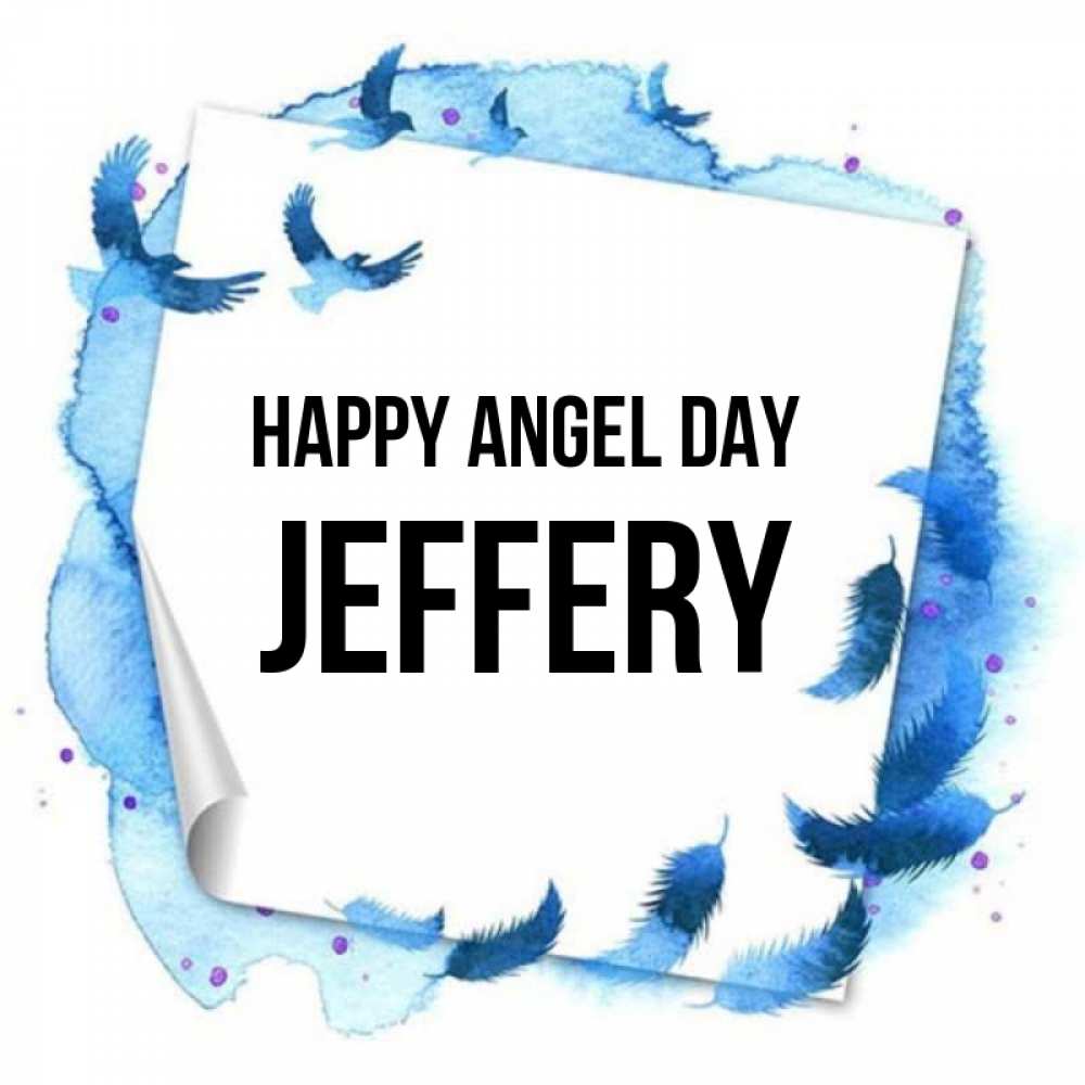 Greetings card с именем, Jeffery happy angel day красивые птицы летят Greetings with text for free download 