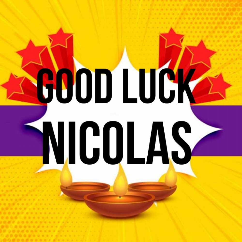 Greetings card с именем, Nicolas Good luck векторное изображение Greetings with text for free download 