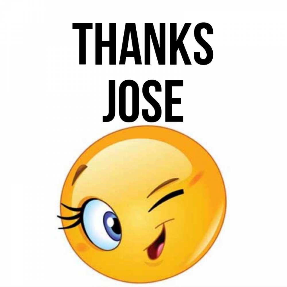 Greetings card с именем, Jose Thanks открытка с подмигивающим смайлом Greetings with text for free download 