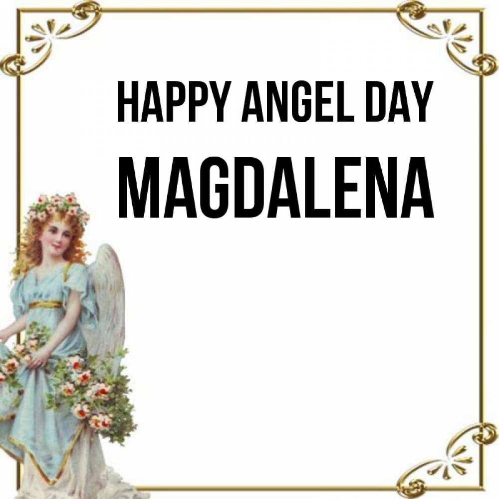 Greetings card с именем, Magdalena happy angel day с именинами от девушки ангела Greetings with text for free download 