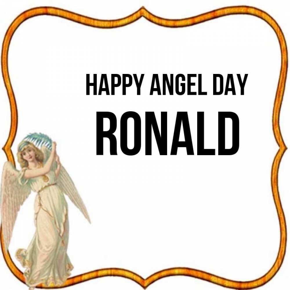 Greetings card с именем, Ronald happy angel day рамочка простая Greetings with text for free download 