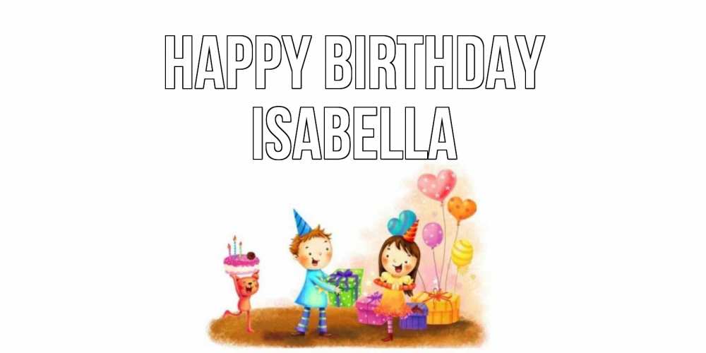 Greetings card с именем, Isabella Happy Birthday дети, подарки Greetings with text for free download 