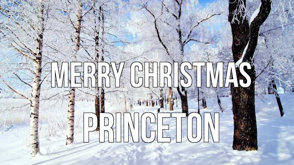Greetings card с именем, Princeton Merry Christmas зимний лес Greetings with text for free download 