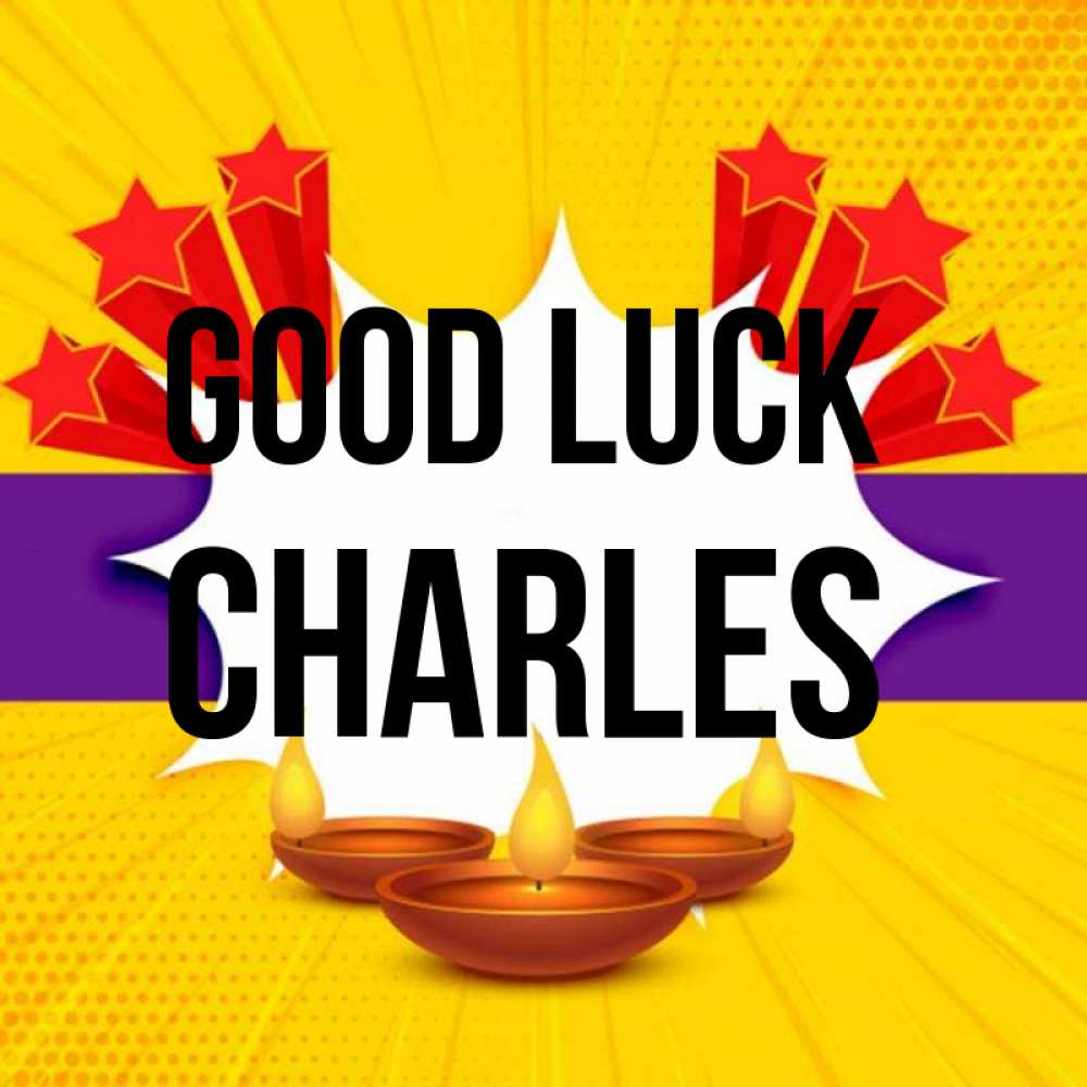 Greetings card с именем, Charles Good luck векторное изображение Greetings with text for free download 