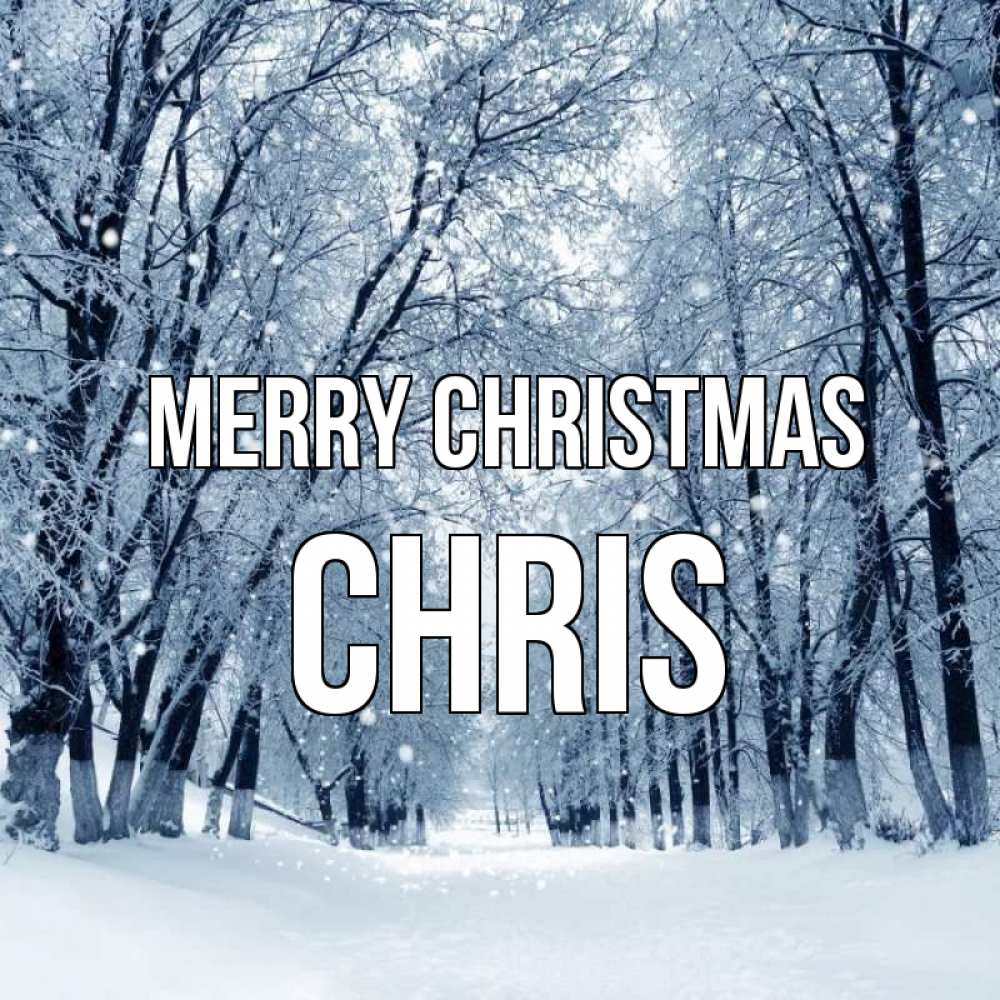 Greetings card с именем, Chris Merry Christmas снег, лес, парк Greetings with text for free download 