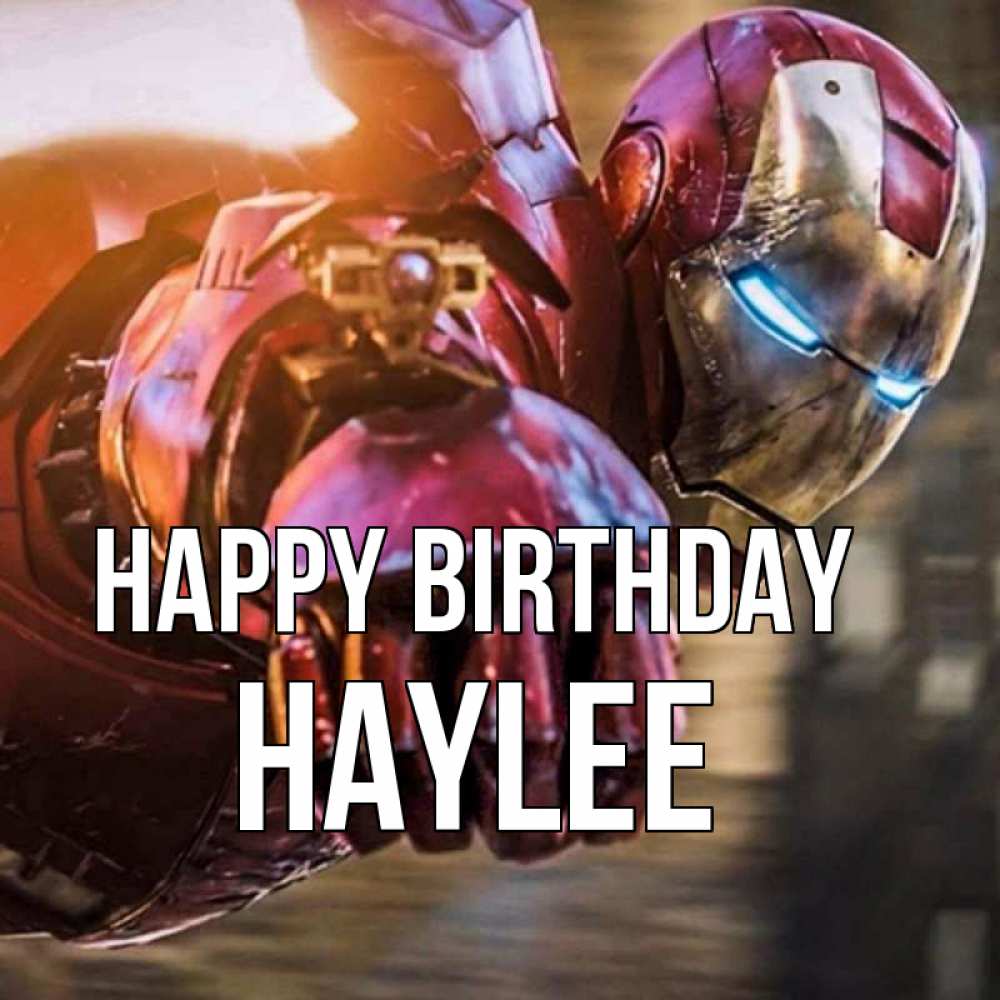 Greetings card с именем, Haylee Happy Birthday марвел супергерои в костюме Greetings with text for free download 