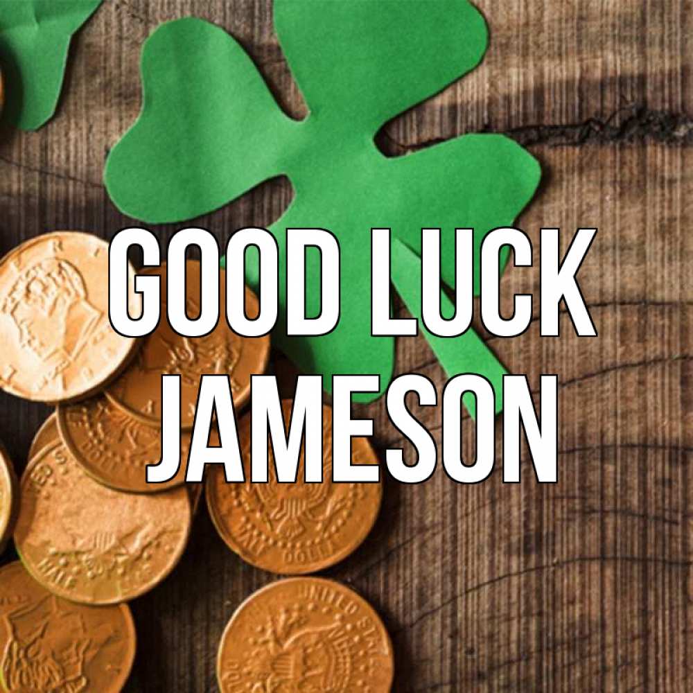 Greetings card с именем, Jameson Good luck деревянный фон Greetings with text for free download 