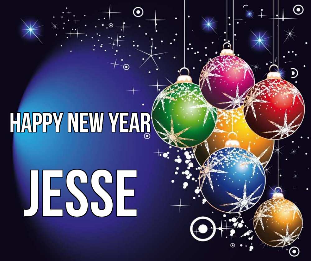 Greetings card с именем, Jesse Happy New Year новый год Greetings with text for free download 
