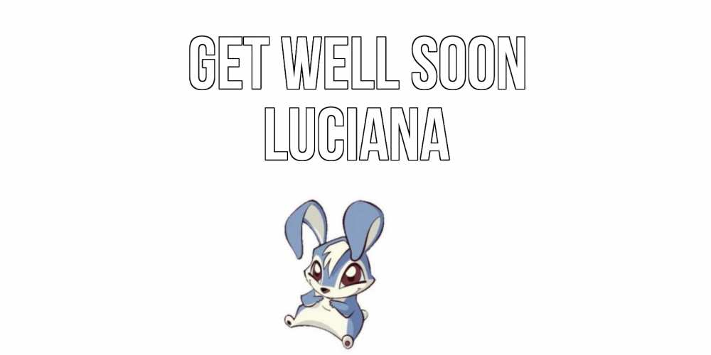 Greetings card с именем, Luciana Get well soon серый заяц на открытке про выздоравление Greetings with text for free download 