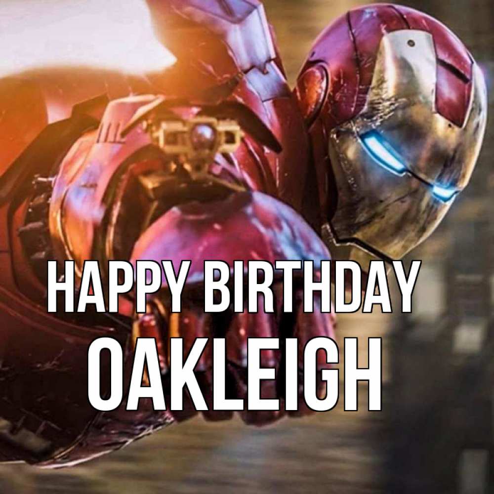Greetings card с именем, Oakleigh Happy Birthday марвел супергерои в костюме Greetings with text for free download 