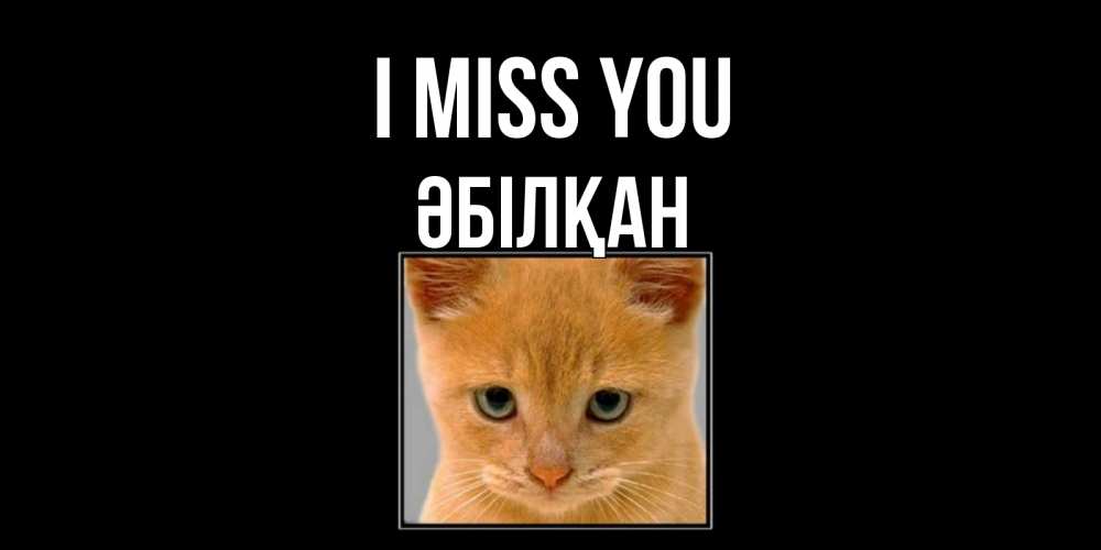Greetings card с именем, Әбілқан I miss you открытки рыжий котенок скучает по тебе Greetings with text for free download 