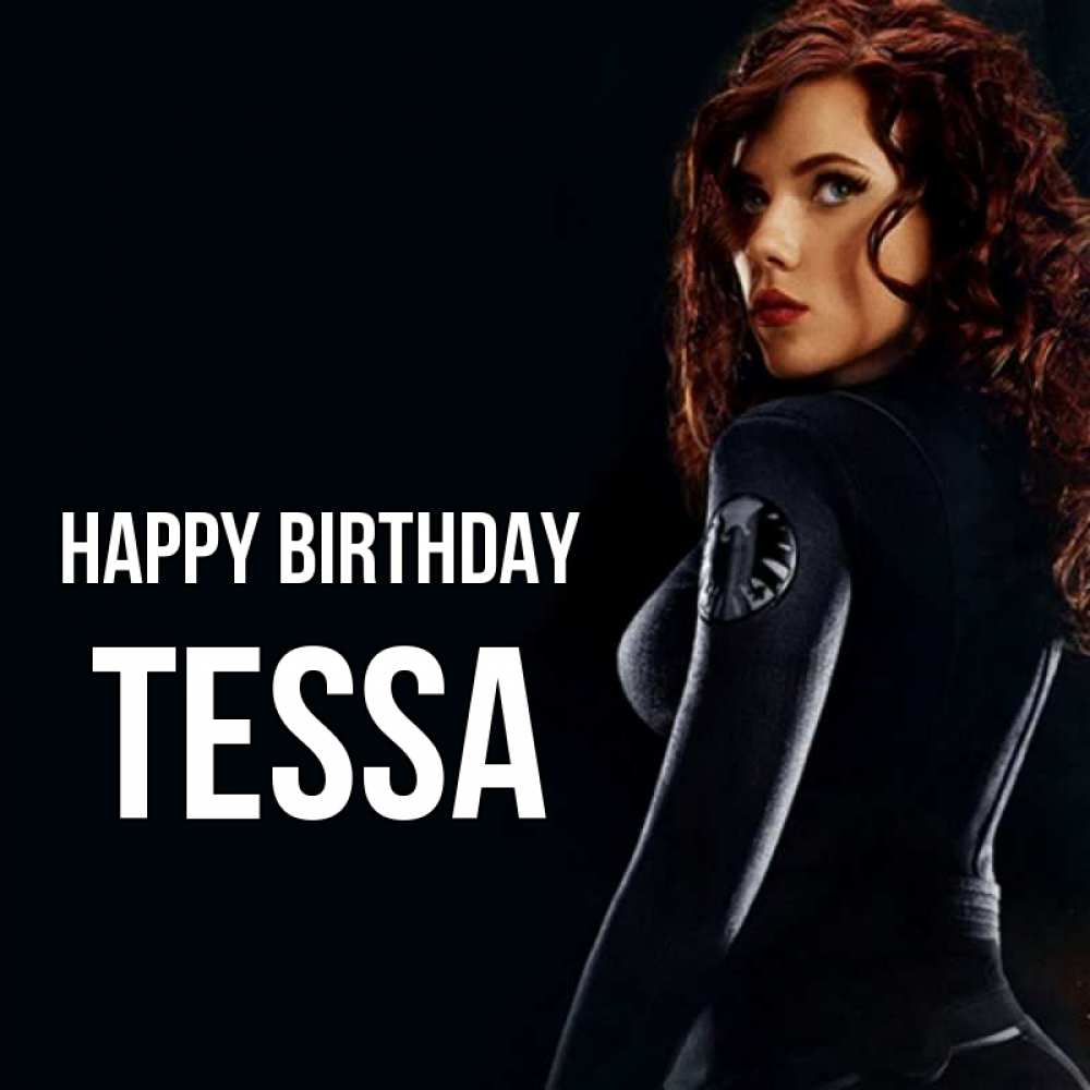 Greetings card с именем, Tessa Happy Birthday Марвел черная вдова Greetings with text for free download 