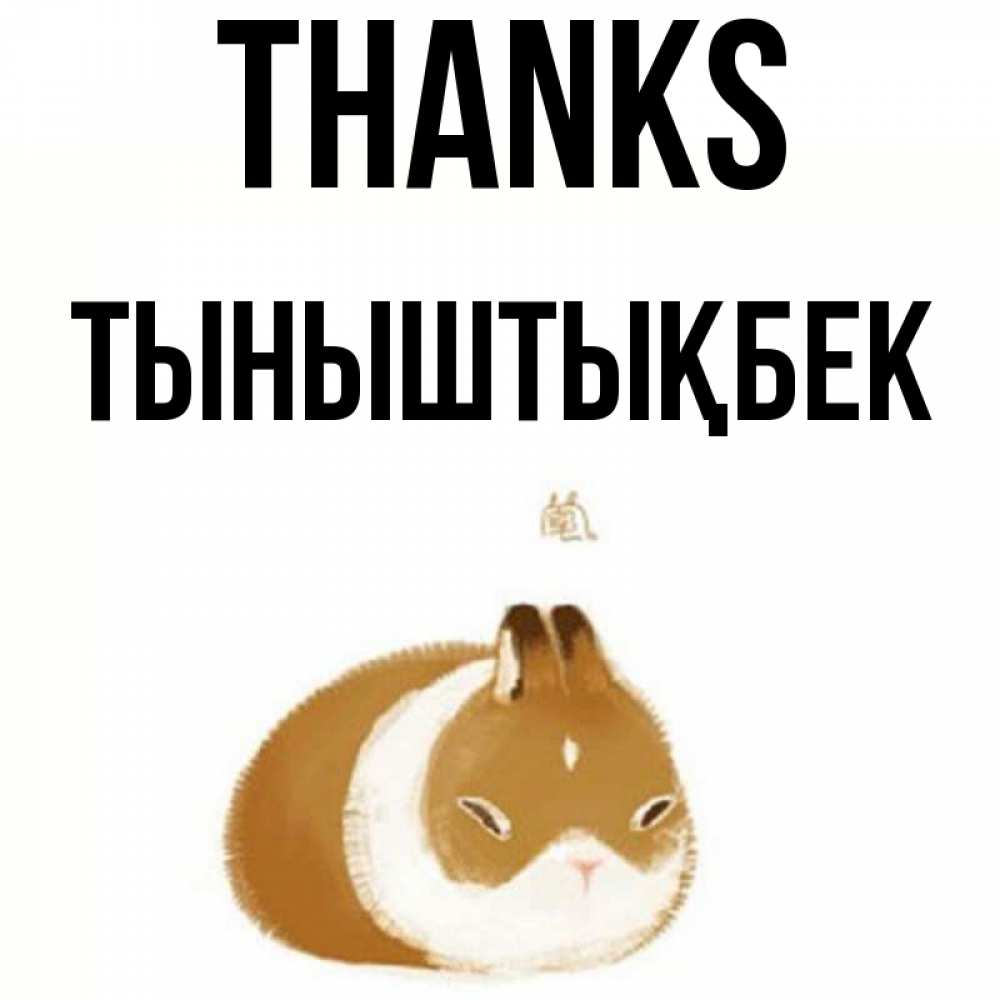 Greetings card с именем, ТЫНЫШТЫҚБЕК Thanks коричнево белый домашний питомец Greetings with text for free download 