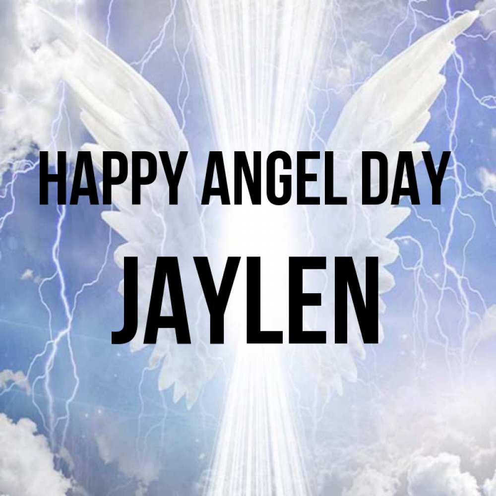 Greetings card с именем, Jaylen happy angel day молнии на небе и свет Greetings with text for free download 