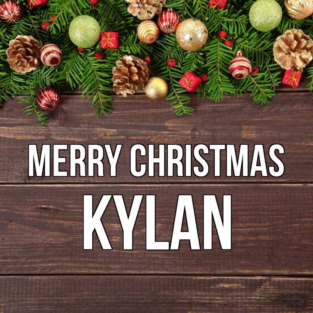 Greetings card с именем, Kylan Merry Christmas с рождеством Greetings with text for free download 