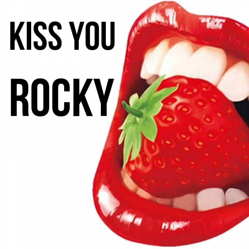 Greetings card с именем, Rocky Kiss you открытка с яркими губами Greetings with text for free download 