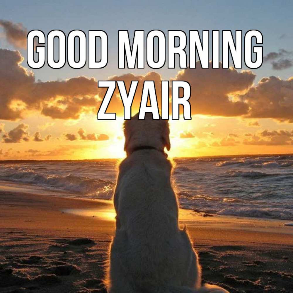 Greetings card с именем, Zyair Good morning восход солнца Greetings with text for free download 