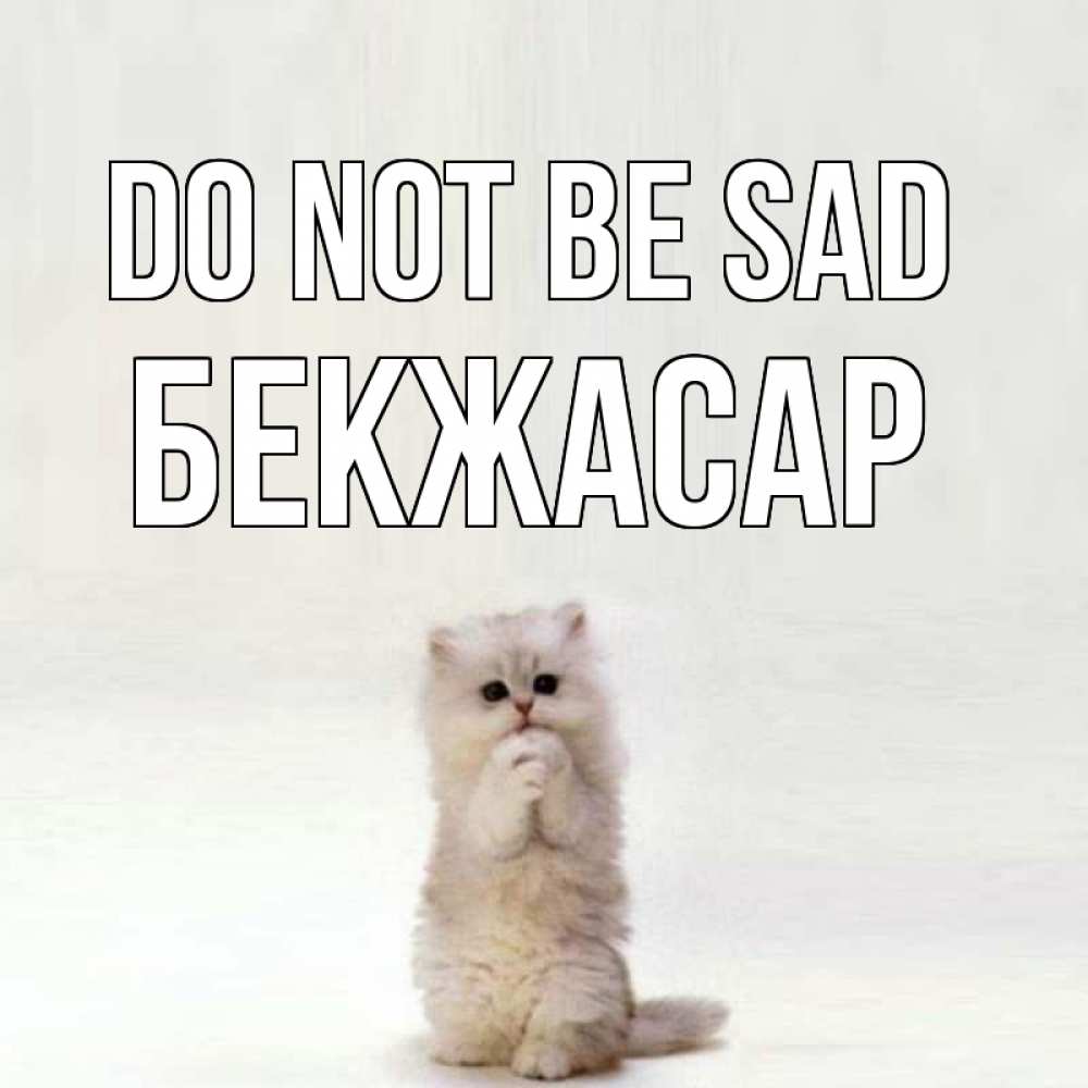 Greetings card с именем, Бекжасар Do not be sad грустный кот Greetings with text for free download 