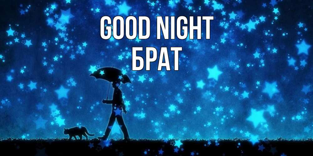 Greetings card с именем, Брат Good night ночные прогулки с котом под звездами Greetings with text for free download 
