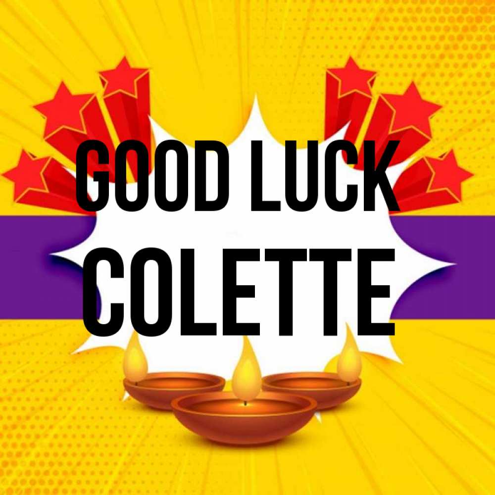 Greetings card с именем, Colette Good luck векторное изображение Greetings with text for free download 