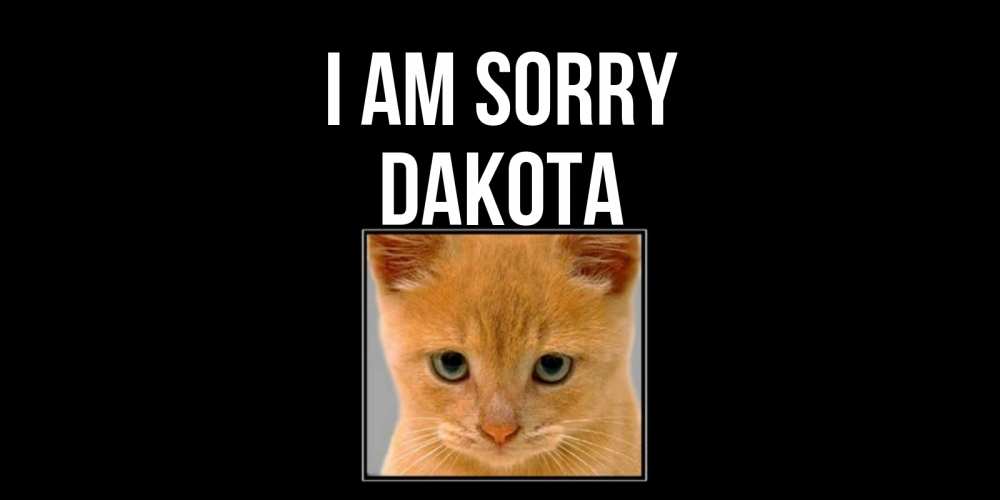 Greetings card с именем, Dakota I am sorry рыжий грустный кот просит прощения Greetings with text for free download 