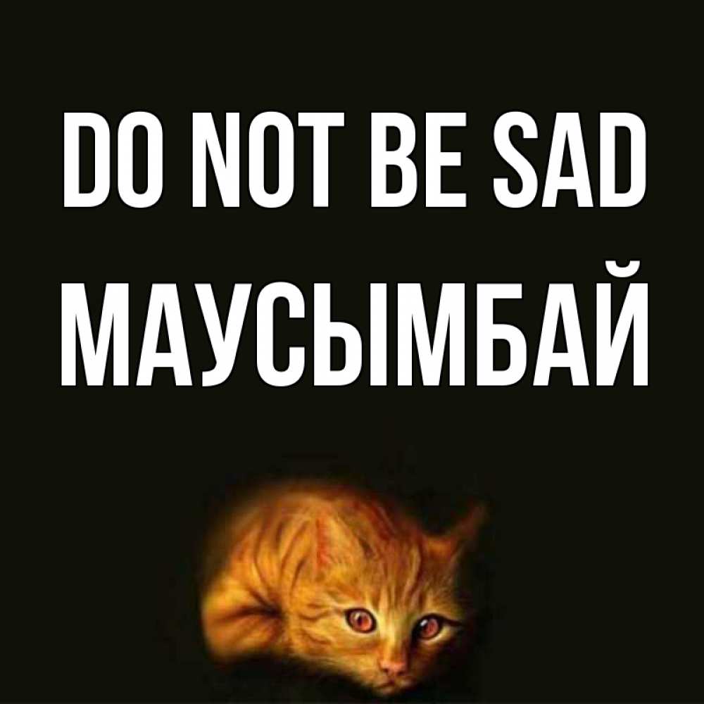Greetings card с именем, МАУСЫМБАЙ Do not be sad лежащий кот в темноте Greetings with text for free download 