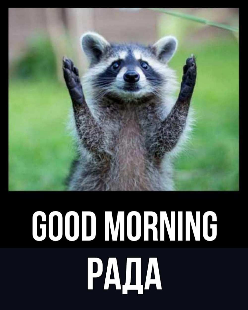 Greetings card с именем, Рада Good morning хорошее настроение утречком Greetings with text for free download 