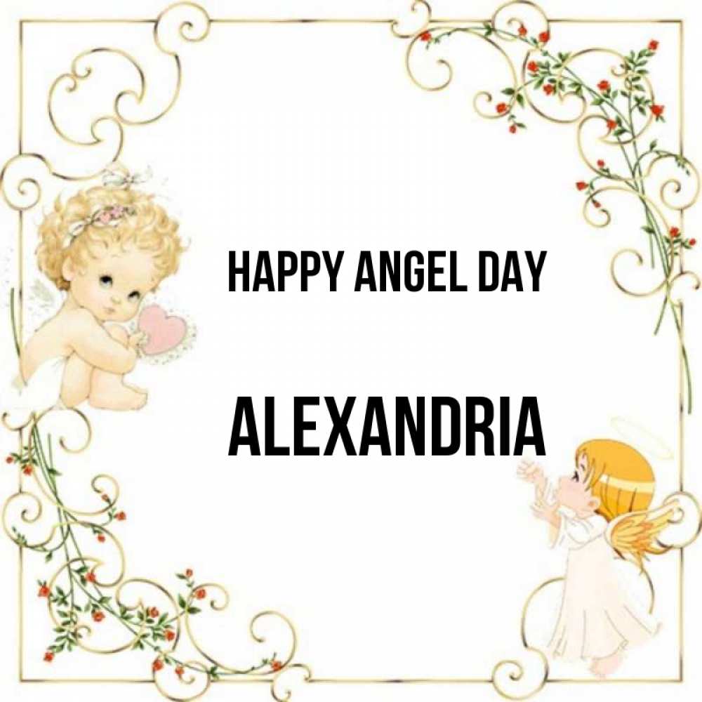 Greetings card с именем, Alexandria happy angel day ангелы желают прекрасных именин Greetings with text for free download 