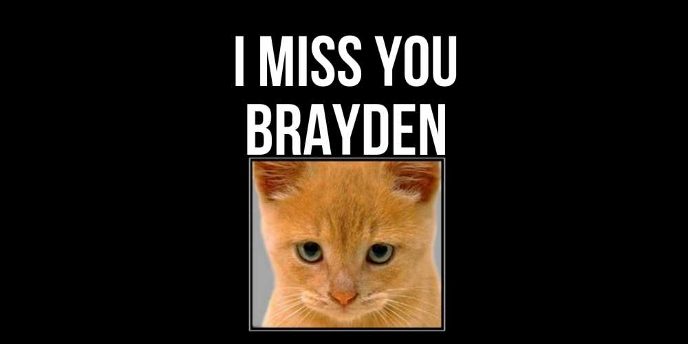 Greetings card с именем, Brayden I miss you открытки рыжий котенок скучает по тебе Greetings with text for free download 