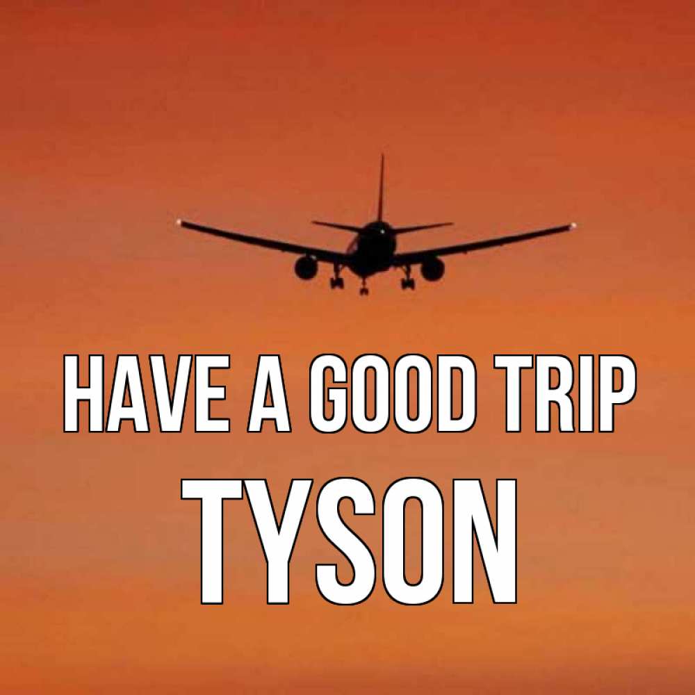 Greetings card с именем, Tyson Have a good trip силуэт самолета Greetings with text for free download 