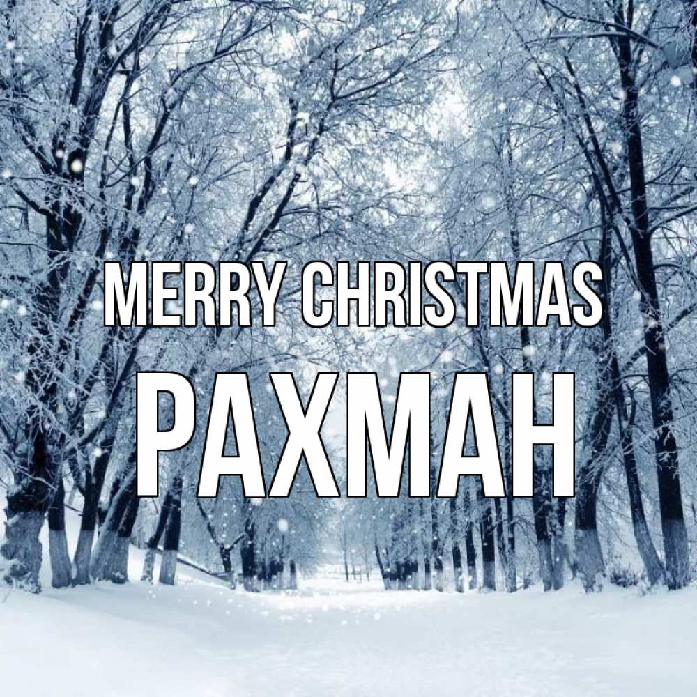 Greetings card с именем, РАХМАН Merry Christmas снег, лес, парк Greetings with text for free download 