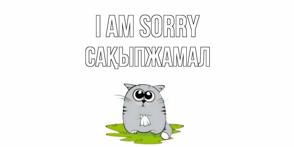 Greetings card с именем, САҚЫПЖАМАЛ I am sorry открытка с котиком просящим прощения Greetings with text for free download 