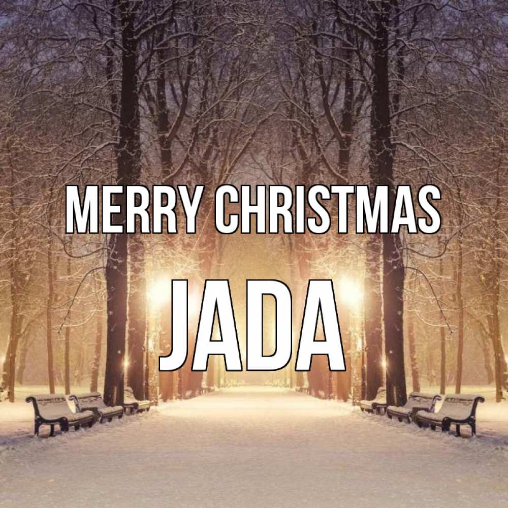 Greetings card с именем, Jada Merry Christmas зима, парк, фонарь, лес Greetings with text for free download 