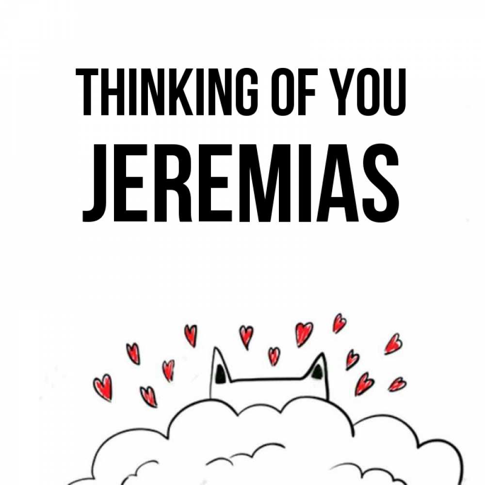 Greetings card с именем, Jeremias Thinking of you кот за облаком Greetings with text for free download 