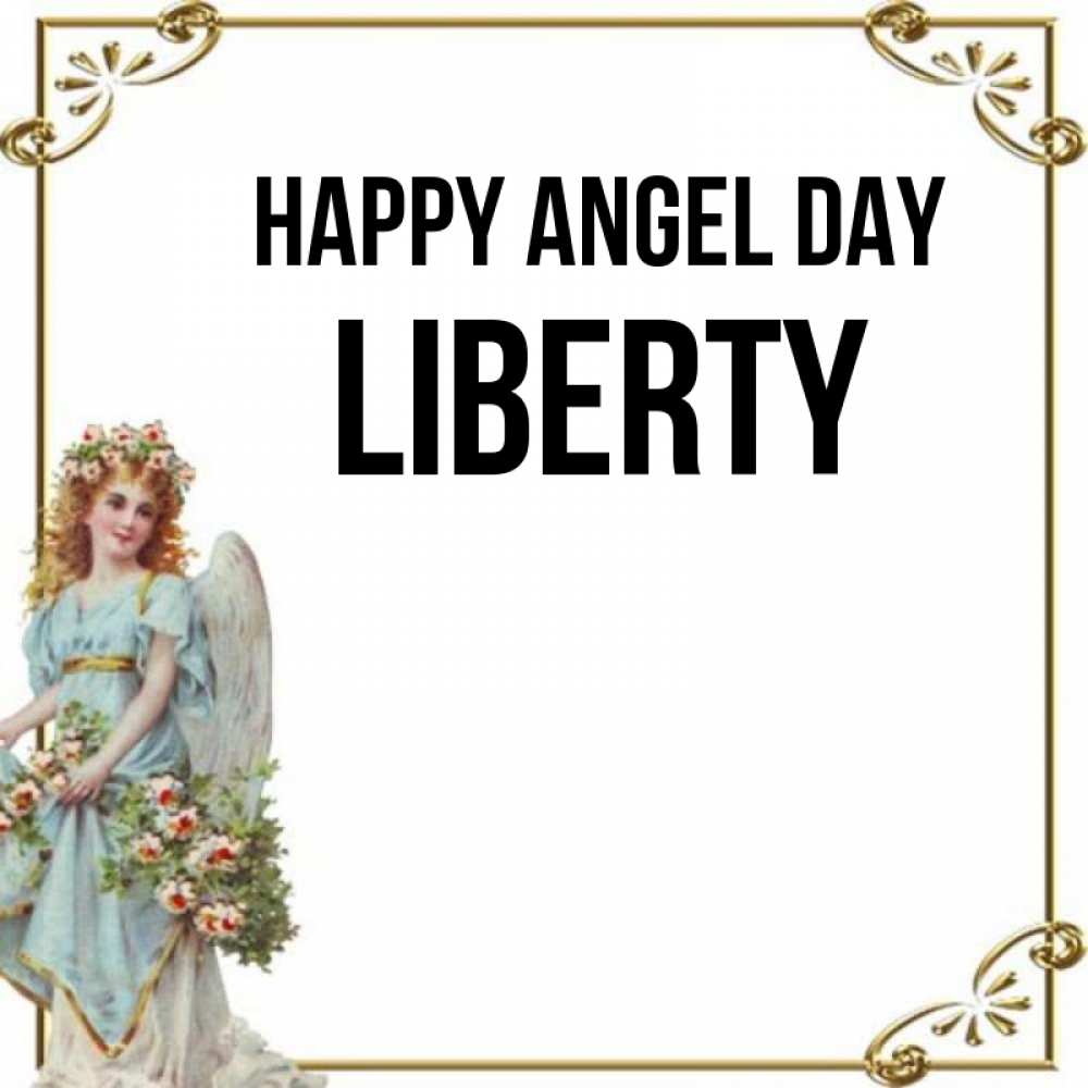 Greetings card с именем, Liberty happy angel day с именинами от девушки ангела Greetings with text for free download 