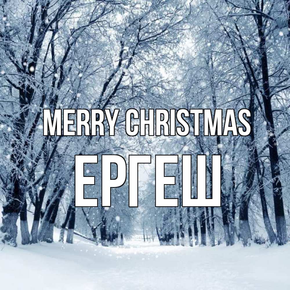 Greetings card с именем, Ергеш Merry Christmas снег, лес, парк Greetings with text for free download 