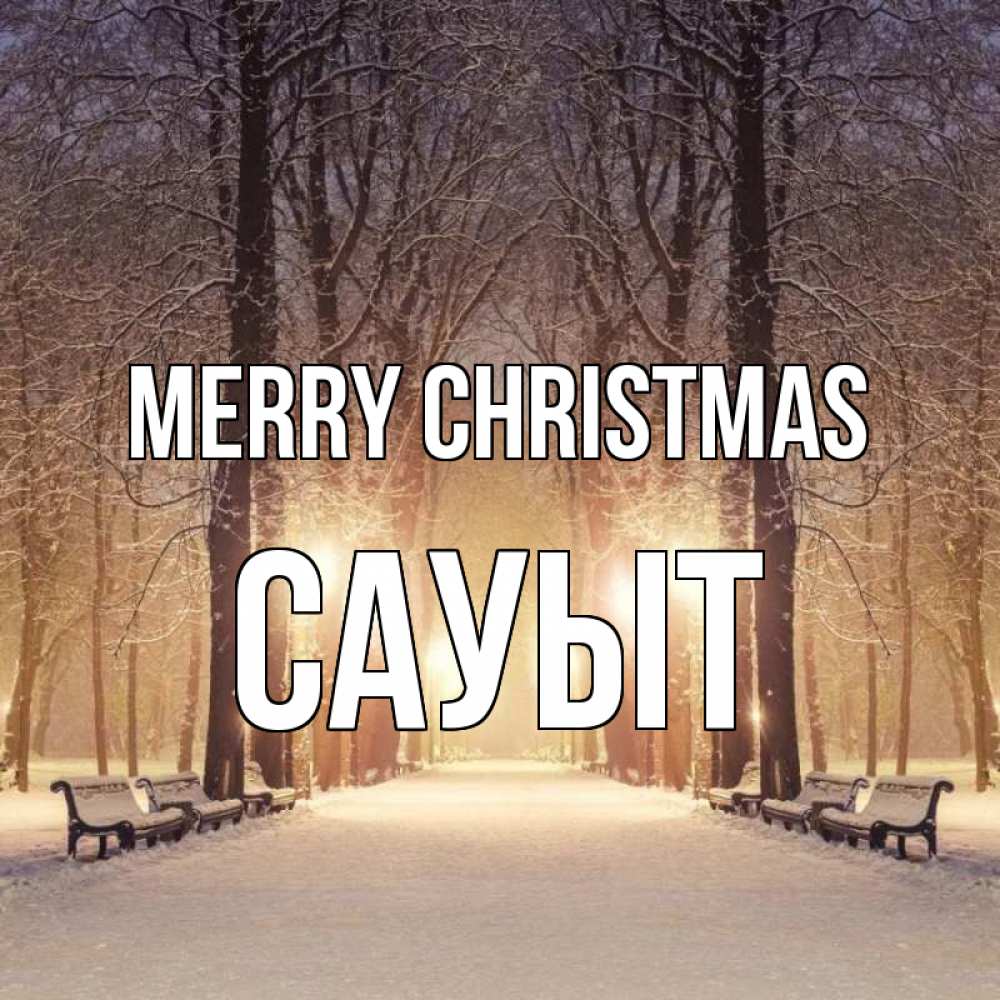 Greetings card с именем, САУЫТ Merry Christmas зима, парк, фонарь, лес Greetings with text for free download 