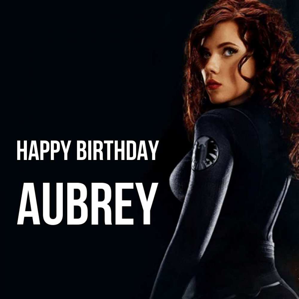 Greetings card с именем, Aubrey Happy Birthday Марвел черная вдова Greetings with text for free download 