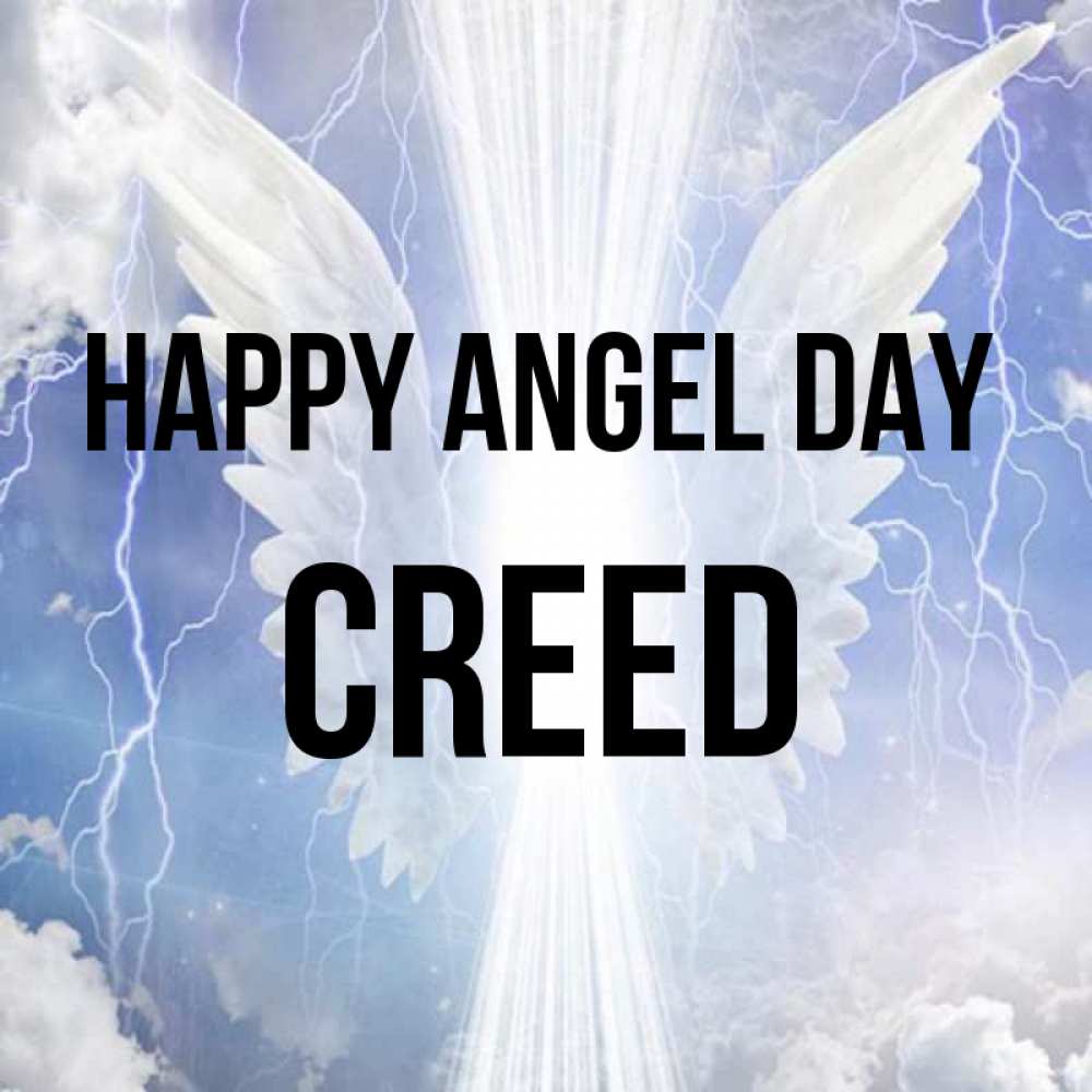 Greetings card с именем, Creed happy angel day молнии на небе и свет Greetings with text for free download 