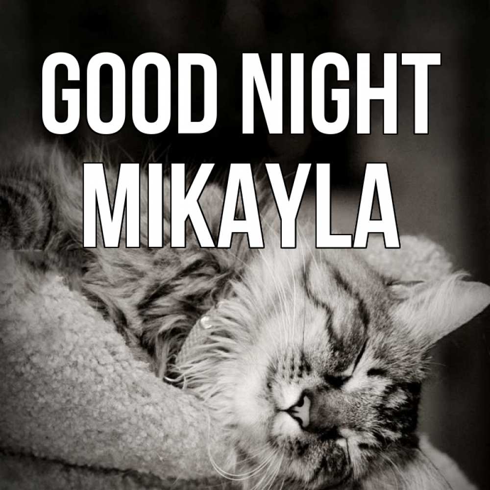 Greetings card с именем, Mikayla Good night котярик пушистый Greetings with text for free download 