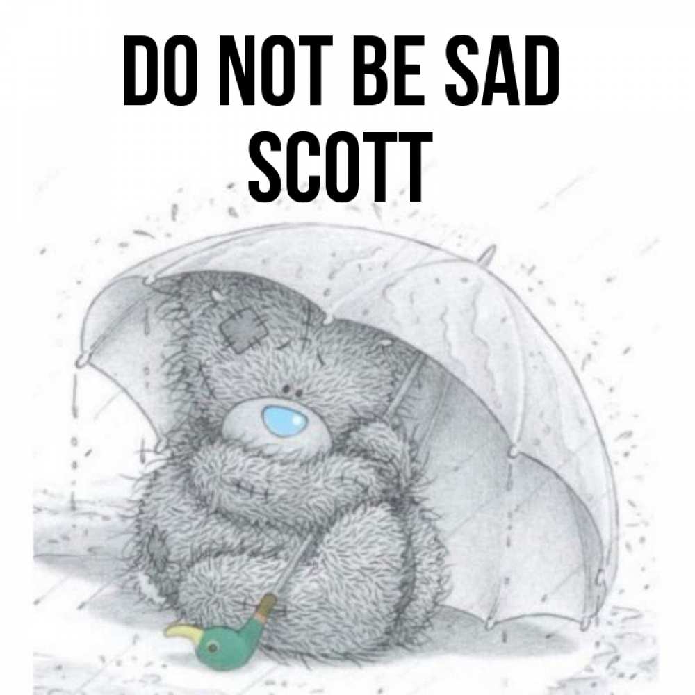Greetings card с именем, Scott Do not be sad спасите мишку Тедди Greetings with text for free download 