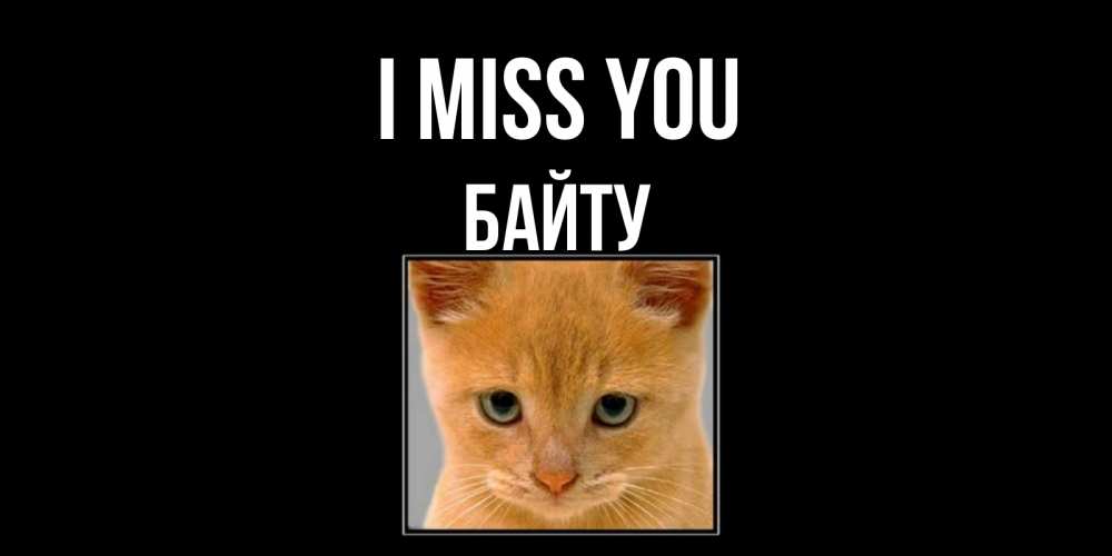 Greetings card с именем, Байту I miss you открытки рыжий котенок скучает по тебе Greetings with text for free download 