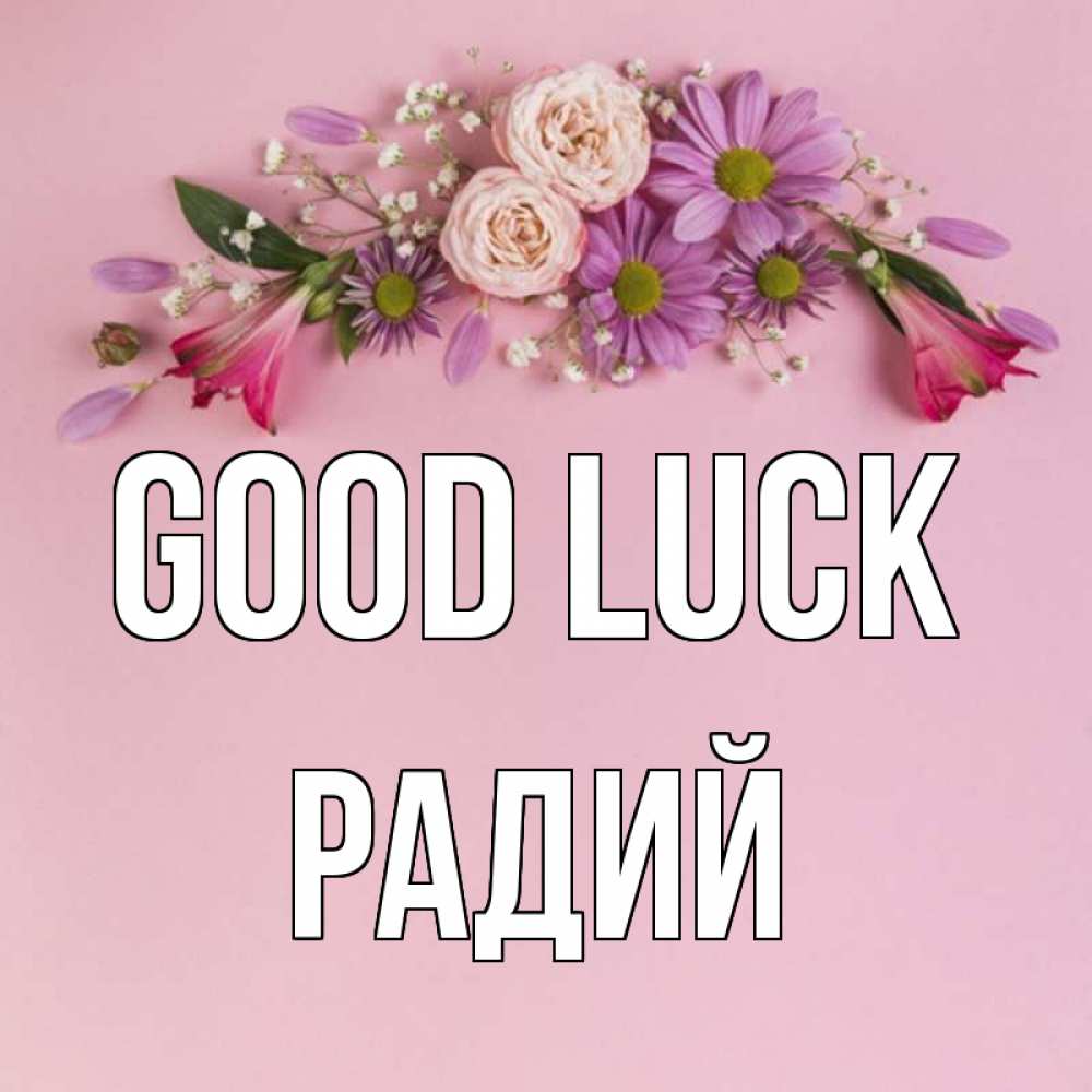 Greetings card с именем, Радий Good luck розовый фон Greetings with text for free download 