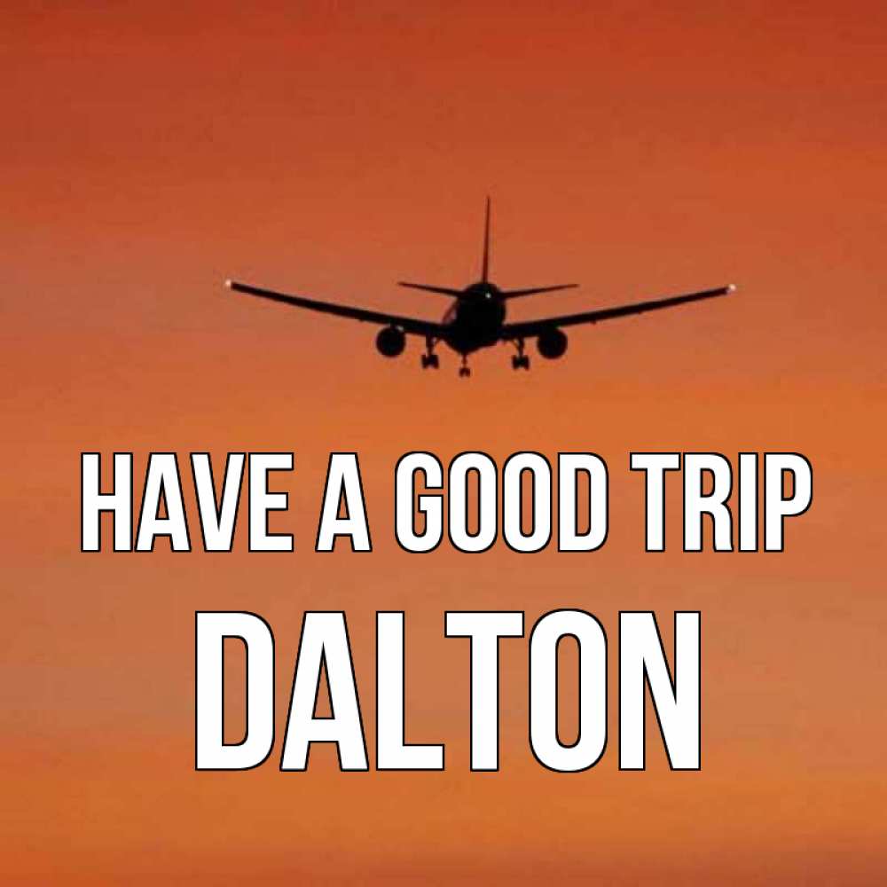 Greetings card с именем, Dalton Have a good trip силуэт самолета Greetings with text for free download 