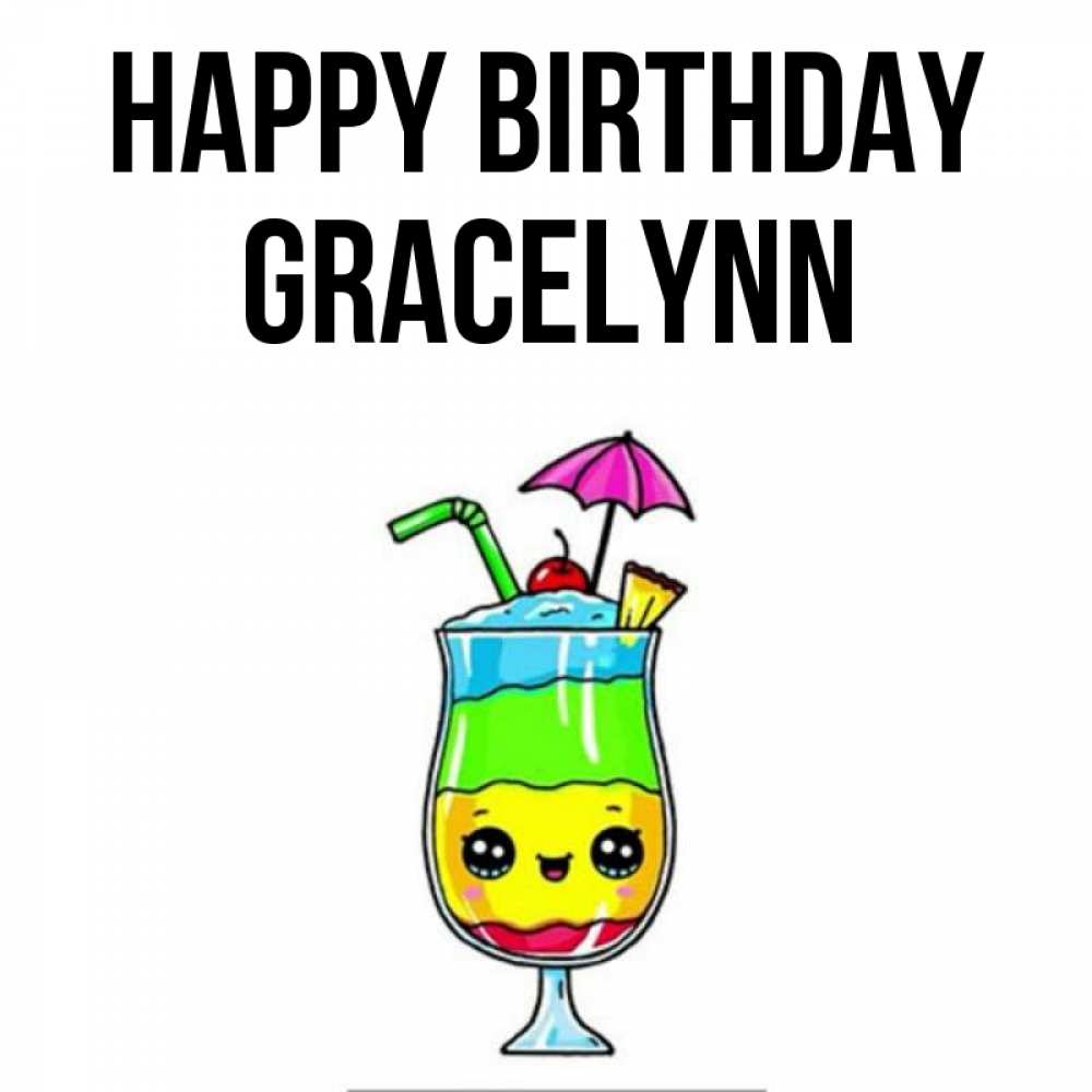 Greetings card с именем, Gracelynn Happy Birthday с зонтиком Greetings with text for free download 