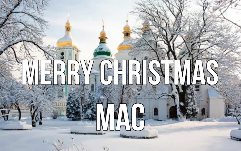 Greetings card с именем, Mac Merry Christmas зима, церковь Greetings with text for free download 