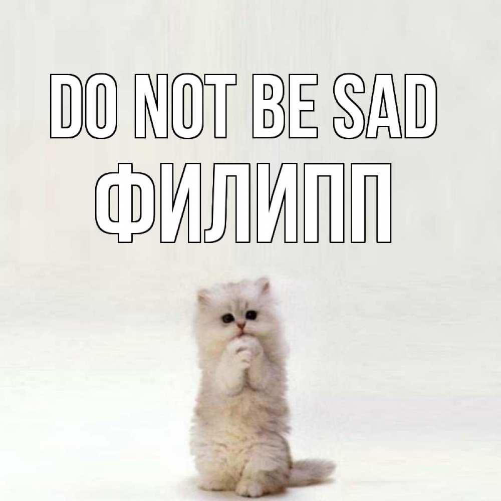 Greetings card с именем, Филипп Do not be sad грустный кот Greetings with text for free download 